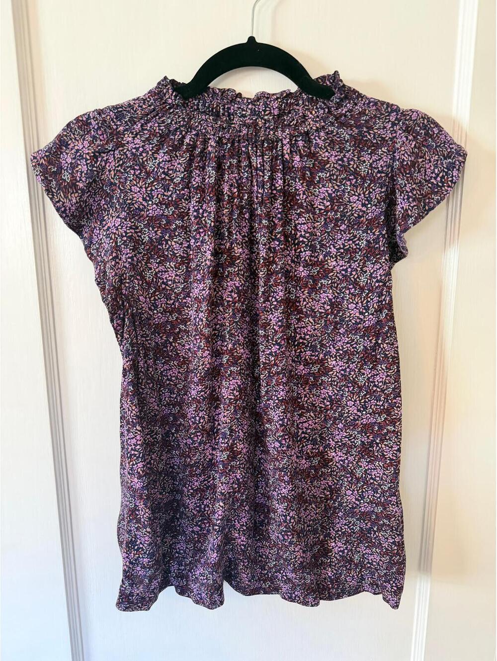 GAP Purple Floral Flutter Sleeve Blouse Size S
